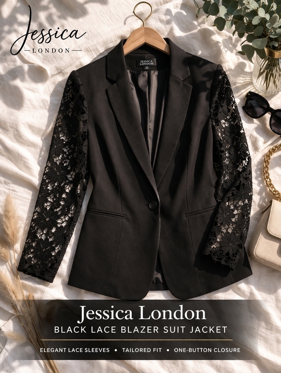 Jessica London Jackets & Blazers - Jessica London Black Lace Blazer Suit Jacket